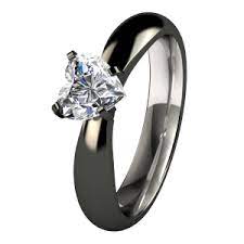 Aimee Heart Solitaire Titanium Ring Titanium Engagement Rings Titanium Wedding Rings Black Titanium Ring