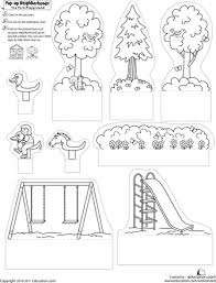 Pop Up Neighborhoods The Park Playground 2 Worksheet Education Com Cute Art Projects Kids Art Projects Park Playground