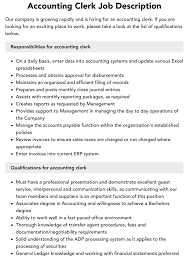 Accounting Clerk Job Description | Velvet Jobs