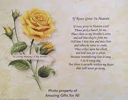 A beautiful memorial piece, this garden art is weatherproof and durable enough to last. Amazon Com In Memory Of Brother If Roses Grow In Heaven Gift For Loss Of Sibling Yellow Rose Background Posters Prints