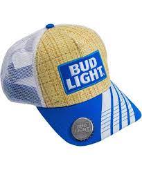 Men S Bud Light Straw Baseball Cap With Bottle Opener Brim Natural One Size Cq17x65irhm Hats For Men Bud Light Baseball Cap