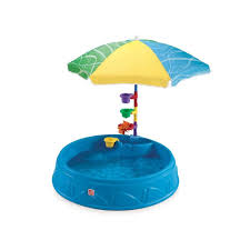 Step 2 Round Play And Shade Plastic Kiddie Pool With Umbrella 716000 The Home Depot Kiddie Pool Pool Umbrellas Toddler Swimming Pool