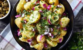 Cut the potatoes into chunks, then throw into a bowl with the shallots, capers and cornichons, if using. Spuds You Ll Like 10 Delicious Filling And Fabulous Potato Salads Potatoes The Guardian