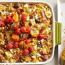 Tomato Topped Corn And Feta Casserole Recipe Summer Casserole Recipes Vegetable Casserole Recipes Summer Casseroles