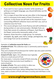 Then put your knowledge to the test in the free exercises. Collective Noun For Fruits Collective Nouns List In English English Grammar Here