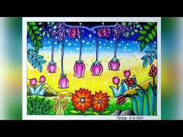Taman bunga menggambar mewarnai dengan pensil warna park color pencil drawing. Cara Gradasi Warna Ep 189 Tema Mewarnai Taman Bunga Youtube Pelajaran Seni Lukisan Minyak Gambar Pastel