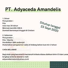 Check spelling or type a new query. Loker Cirebon Lowongan Kerja Pt Adyaceda Amandelis Yang Facebook