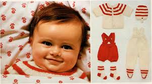 Primer guardarropa del bebé • Patrón de sombrero suéter para niño y niña de  punto de los años 70 • Patrones de gorro tipo cárdigan tipo jersey vintage  de los años 70 •