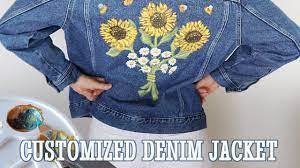 If you want to use your paint for darker colors, it would be better to use an opaque gloss or matte medium. Diy Custom Denim Jacket Using Acrylic Paint How To Paint Sunflowers Daisies On Fabric Canvas Youtube