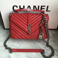 Ysl Saint Laurent Slp College Bag Deerskin Woman Bag Red Color Saint Laurent College Bag Bags College Bags