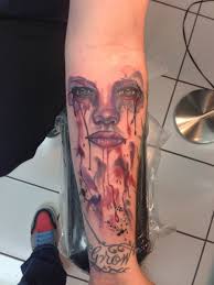 Abstract Watercolor Face Done By Nick Pierce At Golden Lotus Tattoos In North Little Rock Arkansas Watercolor Face Watercolor Tattoo Watercolor Abstract Tattoo