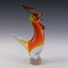 We present the large collection of murano glass vases, birds, statues and figurines and also finest murano glass jewelry.our murano glass products were made in different techniques invented and perfected by murano glass artisans during almost a thousand years history of glass making in venice, italy. Murano Venetian Orange Sommerso Glass Cockerel Rooster