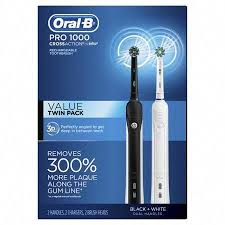 Oral B Pro 1000 Crossaction Electric Toothbrush Black White 2 Pack Walmart Com In 2020 Brushing Teeth Oral B Electric Toothbrush