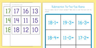 It helps children practice mental math skills, which are crucial for math success in school. Subtraction Tic Tac Toe To Ten Math Game Pre K 1st Grade