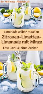 Zitronen Limetten Limonade Mit Minze Selber Machen Rezept Ohne Zucker Low Carb Limetten Zitronen Limonade Rezept Limonade Rezept