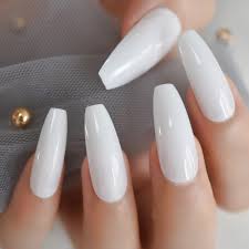 We mean creativity had no limit, neither no any boundary. Milk White Long Ballerina Nails Glossry Shiny Pure Color Extra Long Acrylic Nail Tips Uv Gel Polish Cover 24 Leather Bag