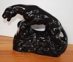 50s Animal Table Lamp Jet Black Panther Jaguar Mid Century Etsy Mid Century Decor Vintage Ceramic Collectible Pottery