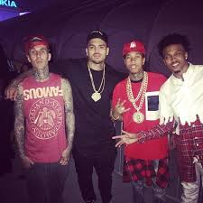 Chris Brown With Travis Barker Tyga And August Alsina Chris Brown Chris Brown Quotes Travis Barker
