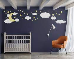 Moon Clouds Stars Nursery Wall Decal Night Sky Reusable Etsy In 2021 Nursery Baby Room Baby Boy Room Nursery Baby Room Decor