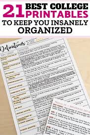 21 Best Free College Printables Every Student Should Know About By Sophia Lee College Printables College Notes Organization School Organization For Teens