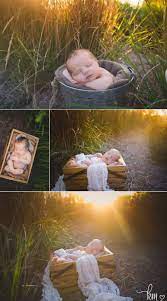 Outdoor Newborn Photography At Sunset Baby In A Basket Outside Newbornclothes Outdoor Newborn Photography Outdoor Baby Photography Newborn Baby Photography