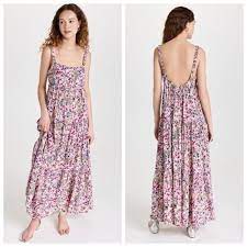 Sokie collection the dip low floral tiered maxi dress Size L | eBay
