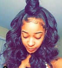 Malaysian Body Wave Hair Extensions Half Up Half Down Bun Updo Hairstyle Sleek Edges Hair Styles Hair Weave Hairstyles