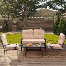 Maybe you would like to learn more about one of these? Patio Furniture Sets Brown Oakmont Outdoor Furniture Patio Conversation Set Loveseat Coffee Table With Cushion Metal Chair Set Wrought Iron Look 2 Chairs Lawn Front Porch Garden Patio Lawn Garden
