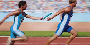 The baton is held at one end with the pinky, ring, and middle fingers holding the baton against the at the starting command, the first runner accelerates to full speed and races toward the first exchange zone. Pass The Baton Coach Mahr