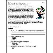 Topic 3 how to eat well for good health 189 part 1 eating habits and healthy diets calorie intake needs. Eating Healthy Eat Right Feel Good Reading Comprehension Worksheet Edhelper