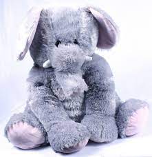 Hugfun International Extra Large 24 Soft Plush Stuffed Elephant Toy Grey Pink Hugfun Plushies Elep Large Stuffed Animals Plush Stuffed Animals Elephant Toy