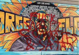 Statues of george floyd in brooklyn, new york and newark, new jersey. Iconic George Floyd Mural At Cup Foods Vandalized Again Called Satan S Mural Minnesota Reformer