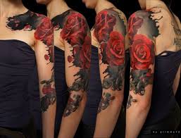 Black And Red Rose Tattoo Meaning Roses Tattoo Half Sleeve Tatouages Impressionnants Tatouage Tatouage Rose