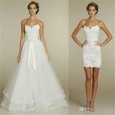 New Arrivals Two In One Wedding Dresses 2016 Sweetheart A Line Detachable Skirt Applique Lace Tara Keely Brid Destination Wedding Dress Wedding Dresses Dresses