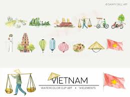 Vietnam Watercolor Clip Art Watercolor Clipart Clip Art Sell Art Prints