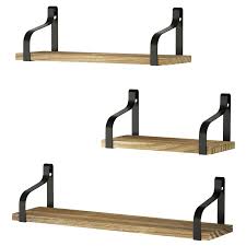 Wooden wall mounted shelf (incl. Love Kankei Floating Shelves Wall Mounted Set Of 3 Rustic Wood Wall Storage Shelves For Bedroom Living Room Bathroom Kitchen Office And More Carbonized Black Buy Online In Saint Vincent And The Grenadines