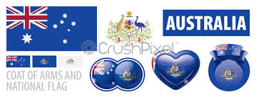 Australian coat of arms is the symbol for commonwealth of australia. Vector Set Of The Coat Of Arms And National Flag Stock Vector Crushpixel