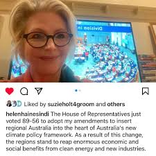 After waiting decades for climate action in Parliament, it was passed in  the first fortnight of the 47th Parliament. Independent Helen Haines moved  an amendment to include regional Australia in considering climate