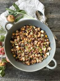 A fresh take on the standard stuffing, this wild rice dressing is studded with tart cranberries and vibrant green herbs. Wild Rice Raisin And Apple Stuffing A Pretty Life In The Suburbs