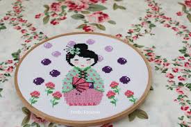 Pembe Kreasyon Carpi Isinden Kokeshi Sablonlu Kokeshi Pembe Hobi