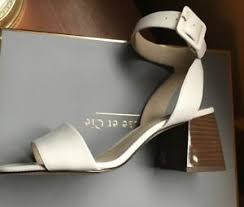 Louise Et Cie Kaden Leather Soft White Ankle Strap Buckle Sandals Block Heel 7 5 Ebay