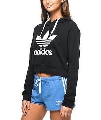 Adidas Black And White Women S Sweatshirt New Adidas Womens Black White Logo Cropped Crop Trefoil Pullover Hoodie Size Xs Adidas Hoodie Cropped Hoodie Adidas Cropped Hoodie Hoodies Womens