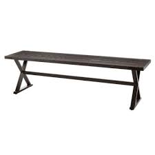 This bench also fits well in any outdoor sitting area or garden. Hampton Bay Beacon Park Brown Steel Outdoor Dining Bench As Low As 109 0 Upc 848681059937 Dexter Clearance