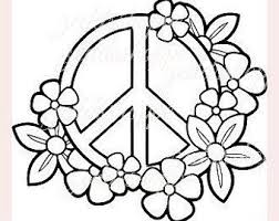 Peace Floral Svg Hippy Yoga Design Silhouette Cricut Instant Download Heart Coloring Pages Coloring Pages For Teenagers Easy Coloring Pages