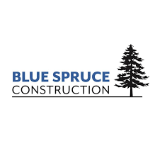 The façade, accented by the covered front porch and sloping lines, enhances the curb appeal. Blue Spruce Construction Home Facebook