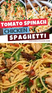 Tomato Spinach Chicken Spaghetti Chicken Spaghetti Spaghetti Recipes Healthy Chicken Spaghetti Recipes