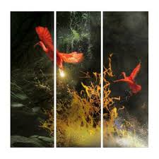 Scarlet Ibis Birds Stealing The Light Triptych Zazzle Com Triptych Wall Art Triptych Nature Wall Art