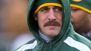 Aaron rodgers grew out a handle bar mustache that was on display for the packers' preseason game. Aaron Rodgers Mustache Imgur
