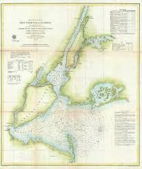 1857 U S Coast Survey Nautical Chart Of New York City And