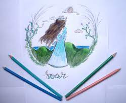 Soar Seethesea Colored Pencil Doodle By Michaila Janae Prismacolor Soar Girl Drawing Pencil Idea Flower Pencil Drawings Easy Drawings Girl Drawing Easy